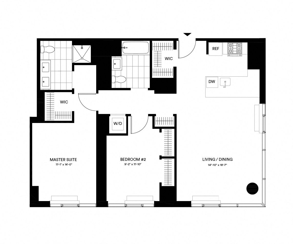 3D floor plan image for apartment 2-PH2-E at Jackson Park